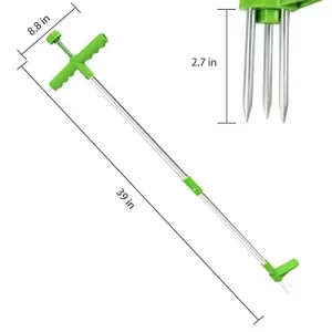 Bzdmly Weed Puller, Stand Up Root Removal Tool, Long Handle Garden Weeding -